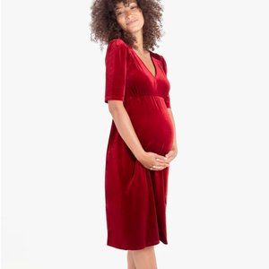 Ingrid & Isabel Holiday Red Velvet Maternity Dress
